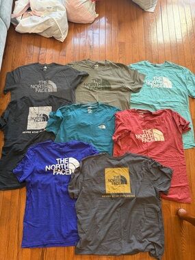 The North Face Men's Logo Tee Lot - Gray, Olive, Teal, Blue, Red Size Large